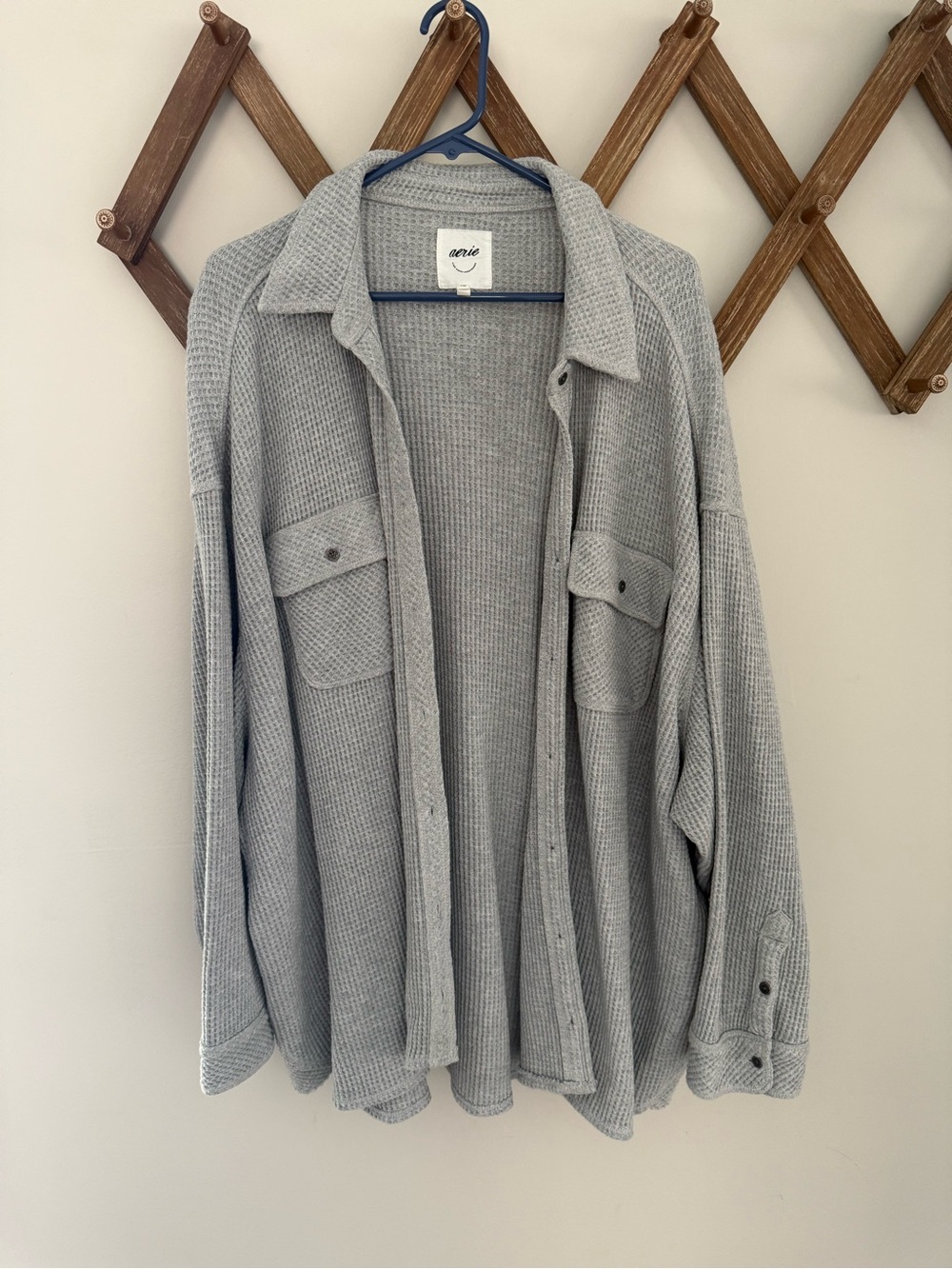 Aerie Lumber Jane Waffle Knit Shacket - Picture 1 of 4